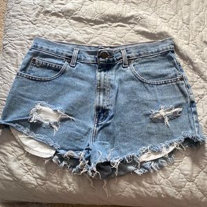 Thrifted Ripped Jean Shorts.